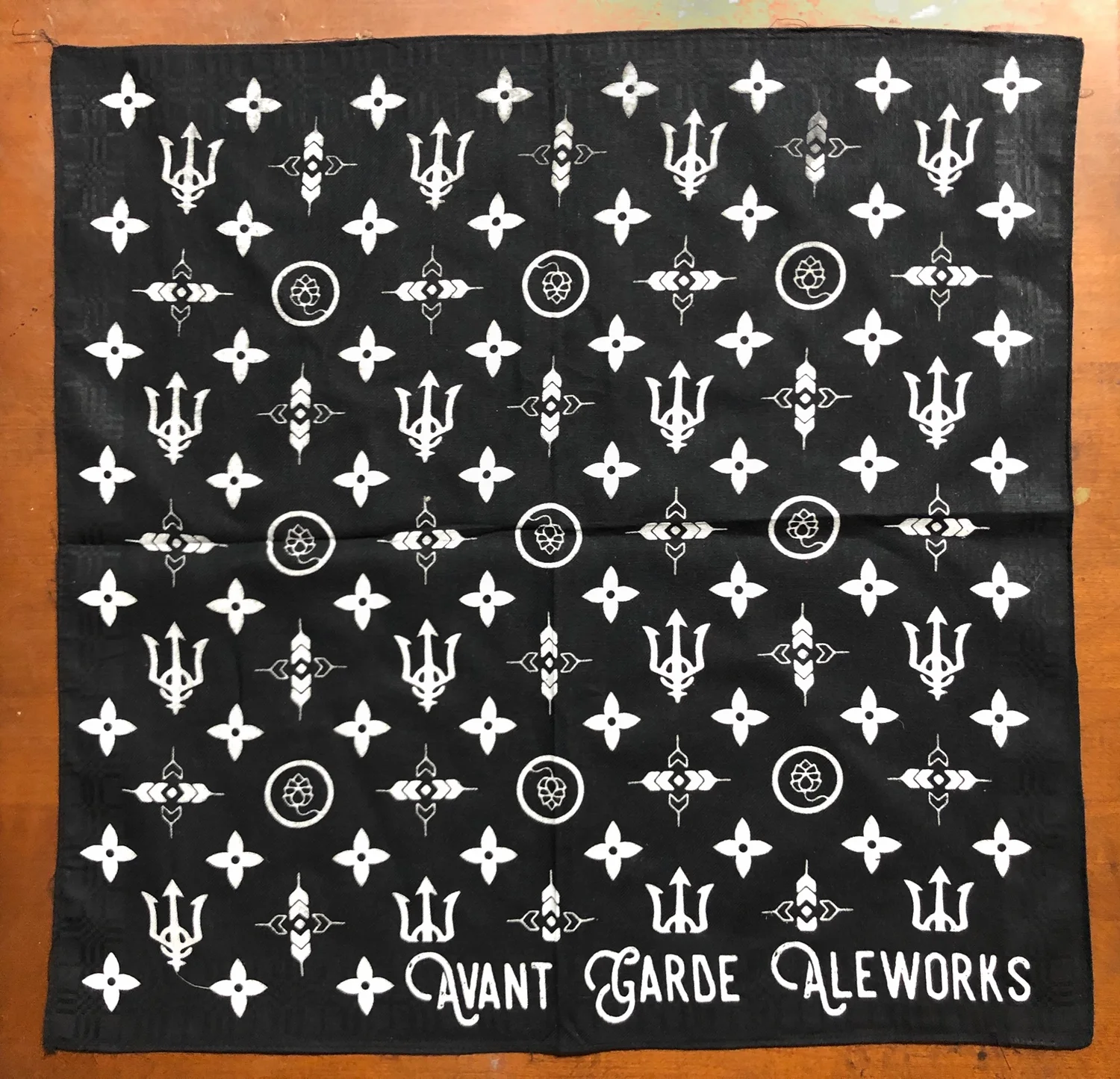 Avant Garde Aleworks LV pattern custom screen printed bandana Colorado