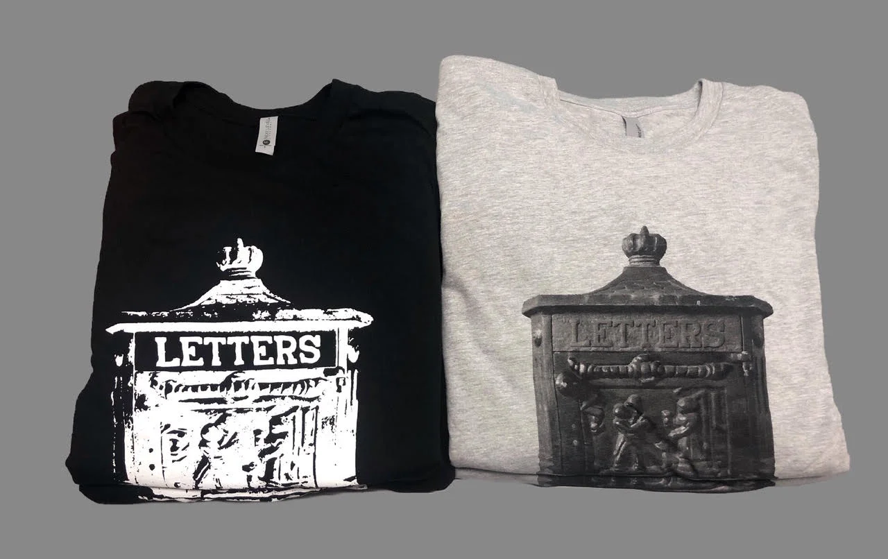 Letters band tees black and gray two colorways screen printed Colorado